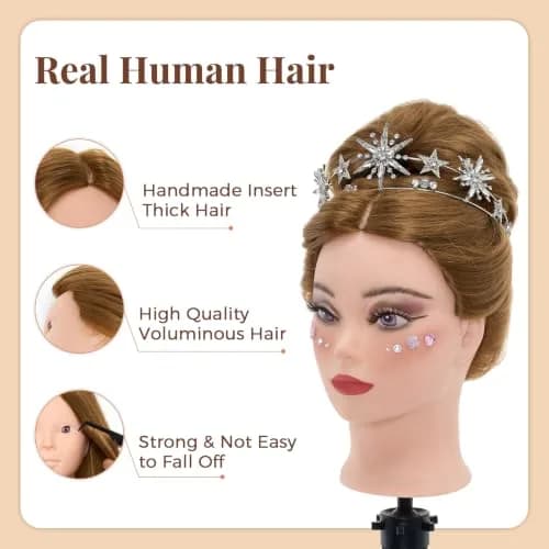 Neverland Beauty & Health Mannequin Head with 80% Real Human Hair | 28 Inch for Hair Styling & Make up Practice thumbnail 4