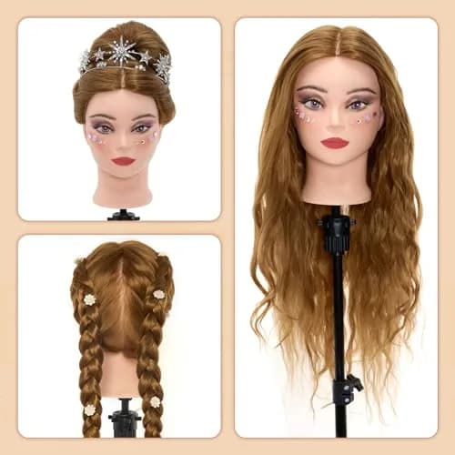 Neverland Beauty & Health Mannequin Head with 80% Real Human Hair | 28 Inch for Hair Styling & Make up Practice thumbnail 7