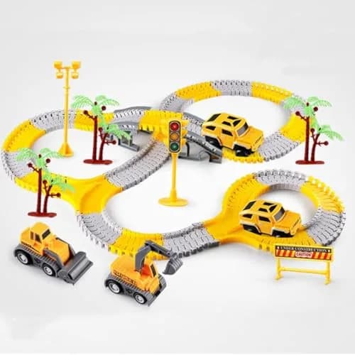 KEXBOVT 234 Pcs Construction Race Track Toys Set | DIY Flexible Track & 2 Electric Cars for Kids 3-8 thumbnail 1