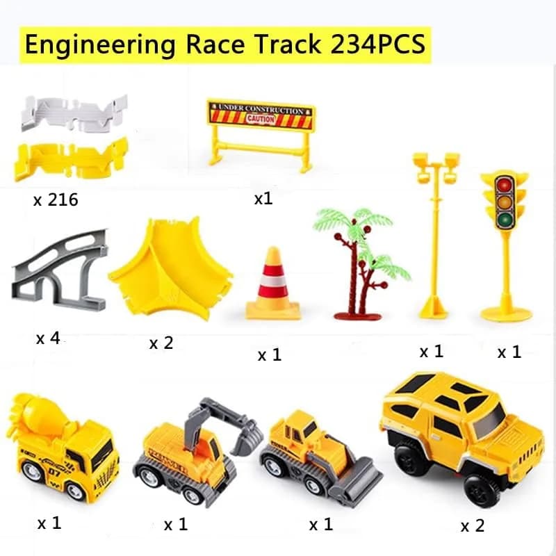KEXBOVT 234 Pcs Construction Race Track Toys Set | DIY Flexible Track & 2 Electric Cars for Kids 3-8 thumbnail 2