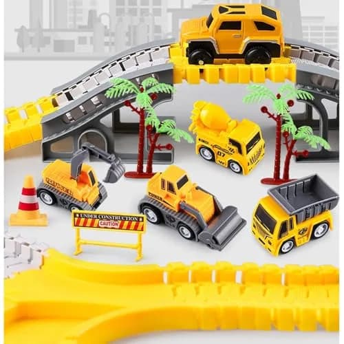 KEXBOVT 234 Pcs Construction Race Track Toys Set | DIY Flexible Track & 2 Electric Cars for Kids 3-8 thumbnail 4
