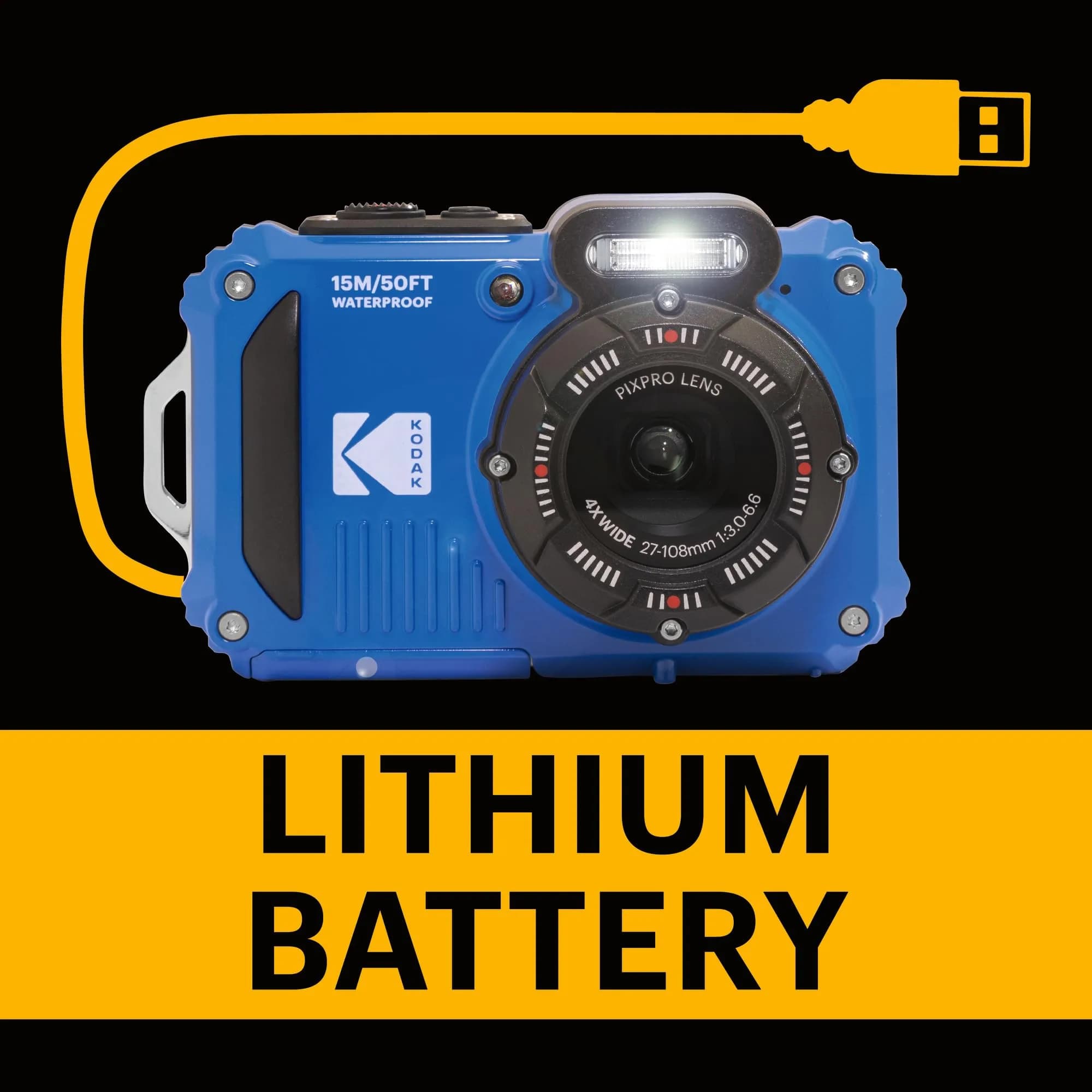 KODAK PIXPRO WPZ2 Waterproof Digital Camera 16MP 4X Optical Zoom Blue | 15m Waterproof, 1080p HD Video - view 8