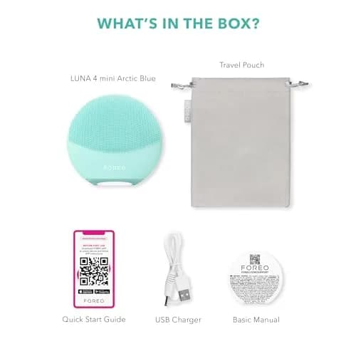 FOREO Luna 4 mini Facial Cleansing Brush & Face Massager, Arctic Blue | Deep 2-Zone Silicone & T-Sonic Pulsations thumbnail 7