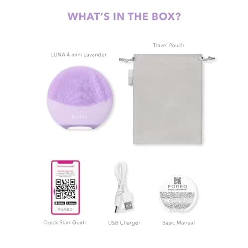 FOREO Luna 4 mini Facial Cleansing Brush & Face Massager, Lavender | Deep Clean & Glow Boost (70-120 chars) thumbnail 7