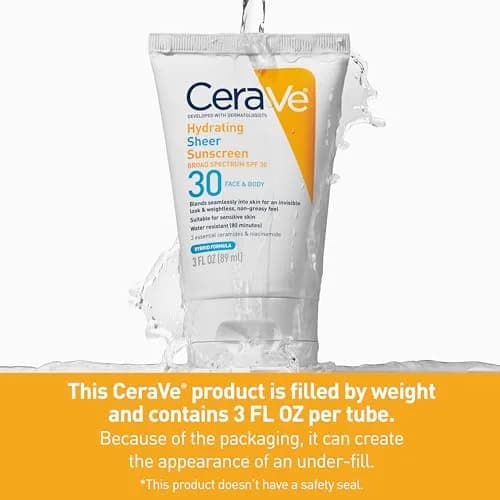 CeraVe Hydrating Sheer Sunscreen SPF 30 with Hyaluronic Acid, 89ml (3 Fl Oz) | Hybrid Formula with Zinc Oxide & Ceramides thumbnail 8