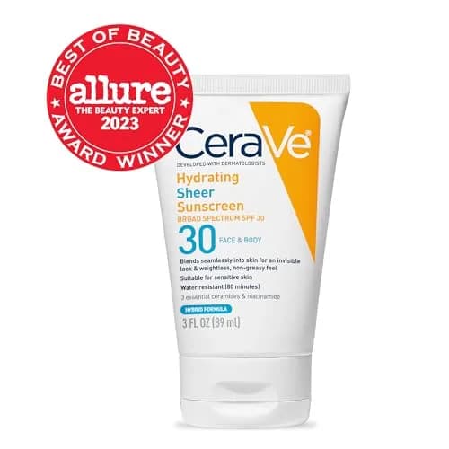 CeraVe Hydrating Sheer Sunscreen SPF 30 with Hyaluronic Acid, 89ml (3 Fl Oz) | Hybrid Formula with Zinc Oxide & Ceramides thumbnail 2