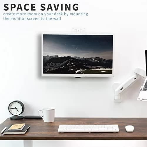 VIVO Height Adjustable Single Monitor Wall Mount (White) | Fits 17"-32" Screens, 7.98 kg Max Load, VESA 100x100mm thumbnail 4