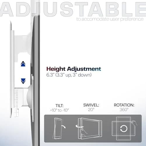 VIVO Height Adjustable Single Monitor Wall Mount (White) | Fits 17"-32" Screens, 7.98 kg Max Load, VESA 100x100mm thumbnail 5