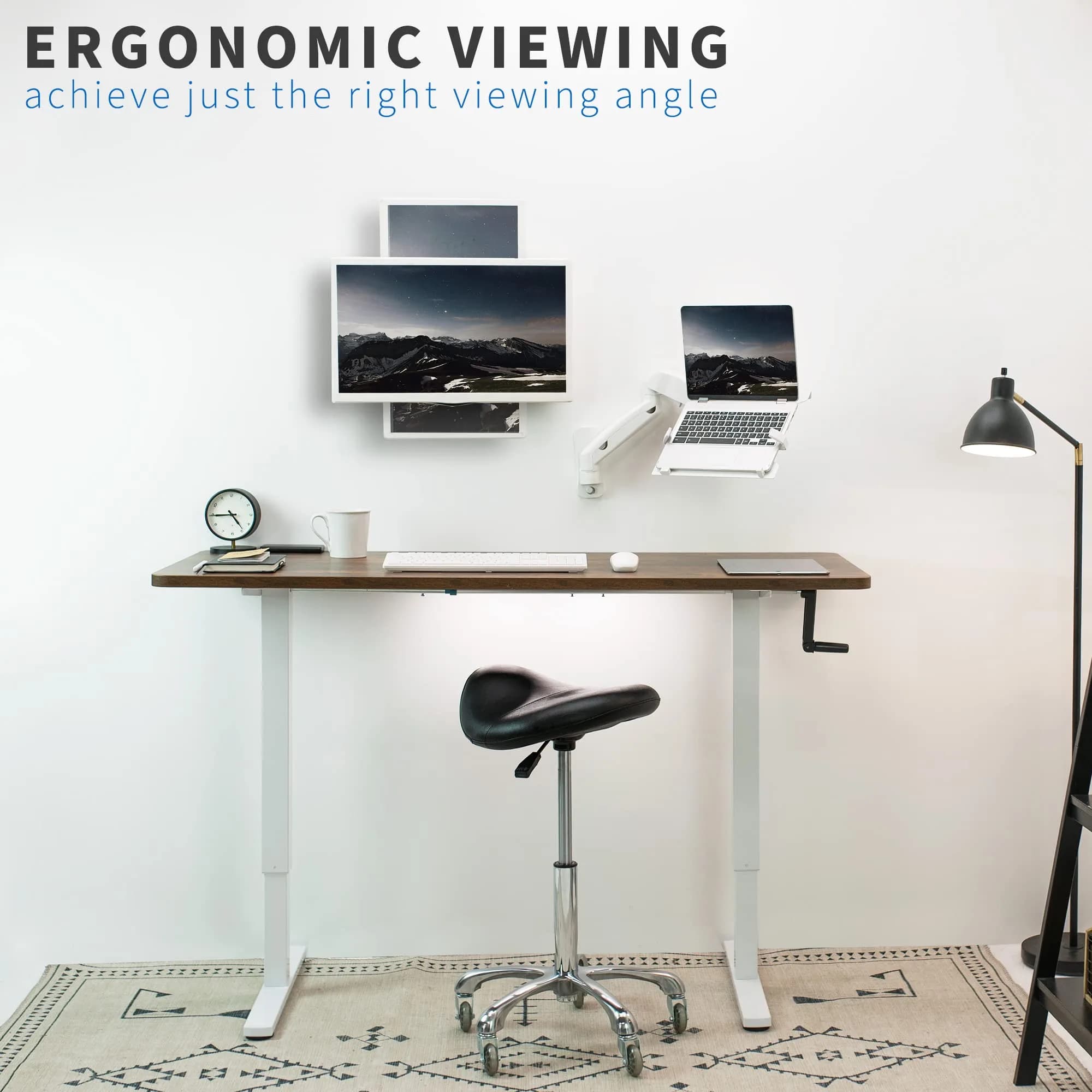 VIVO Height Adjustable Single Monitor Wall Mount (White) | Fits 17"-32" Screens, 7.98 kg Max Load, VESA 100x100mm - view 8