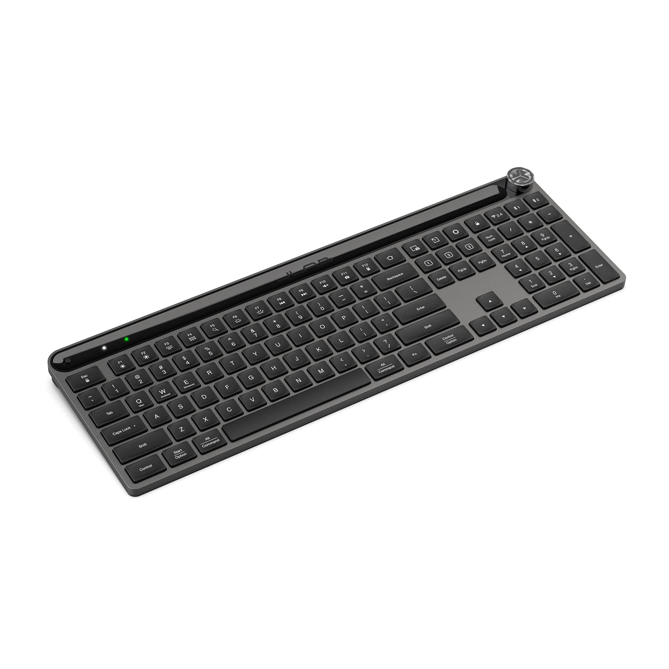 JLab Epic Wireless Keyboard Bluetooth 5.2 Multi-Device Backlit 108 Keys Black | Connect 3 Devices Instantly — Black