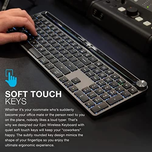 JLab Epic Wireless Keyboard Bluetooth 5.2 Multi-Device Backlit 108 Keys Black | Connect 3 Devices Instantly thumbnail 6