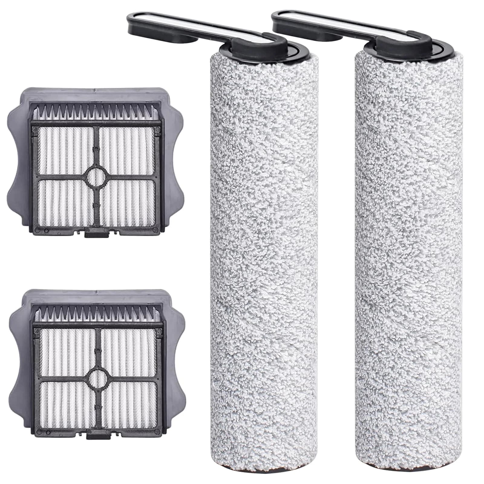 Bluearks Tineco Floor ONE S5 Replacement Brush Rollers & HEPA Filters (2 Brush Rollers + 2 Filters) | Captures 99.97% Particles — Grey