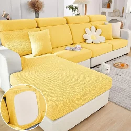 Jonuiony Universal Sofa Slipcover 2024 Wear-Resistant High Stretch Furniture Protector (Yellow, Large 1 Seat) | Full Sofa Coverage thumbnail 1