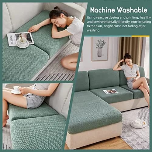 Jonuiony Universal Sofa Slipcover 2024 Light Grey | Wear-Resistant, Elastic, Fits L-Shaped & Sectional Sofas thumbnail 5