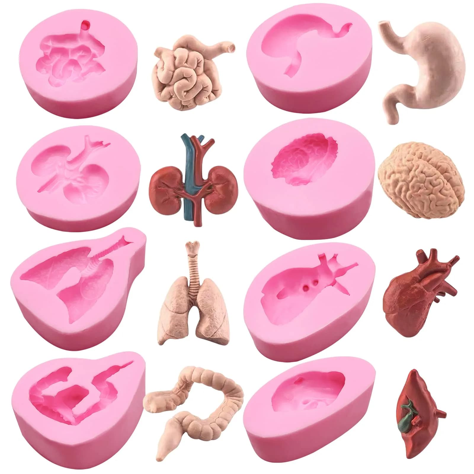 IKOJING Food Preparation Mold 8 pcs | Silicone Halloween Organ Cake Decor (23.8cm x 20cm)
