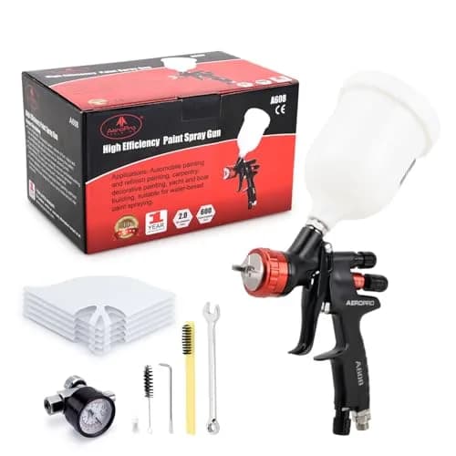 AEROPRO A608 HVLP Air Spray Gun with 1.3mm Nozzle and 600cc Cup | High Transfer Efficiency for Automotive Painting thumbnail 8