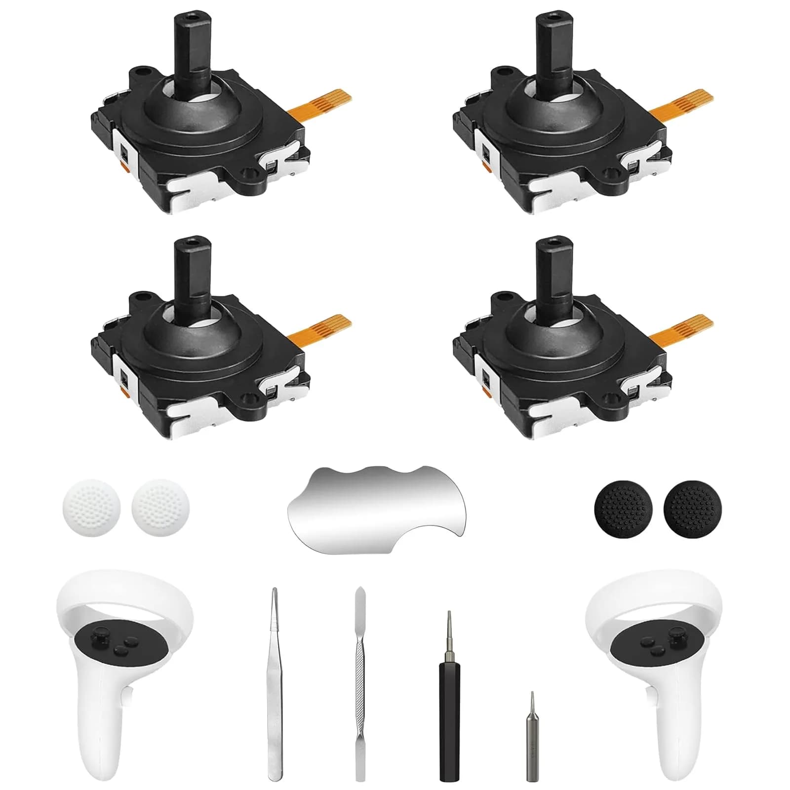 OLCLSS Joystick Replacement Kit for Oculus Quest 2 & Meta Quest 3 Controllers | 3rd Gen Analog Stick Repair Set with T5 Screwdriver & Thumbstick Caps — Black for oculus quest 2 controller joystick repair