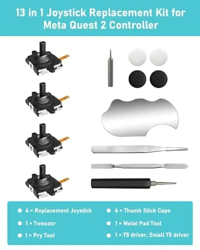 OLCLSS Joystick Replacement Kit for Oculus Quest 2 & Meta Quest 3 Controllers | 3rd Gen Analog Stick Repair Set with T5 Screwdriver & Thumbstick Caps thumbnail 6