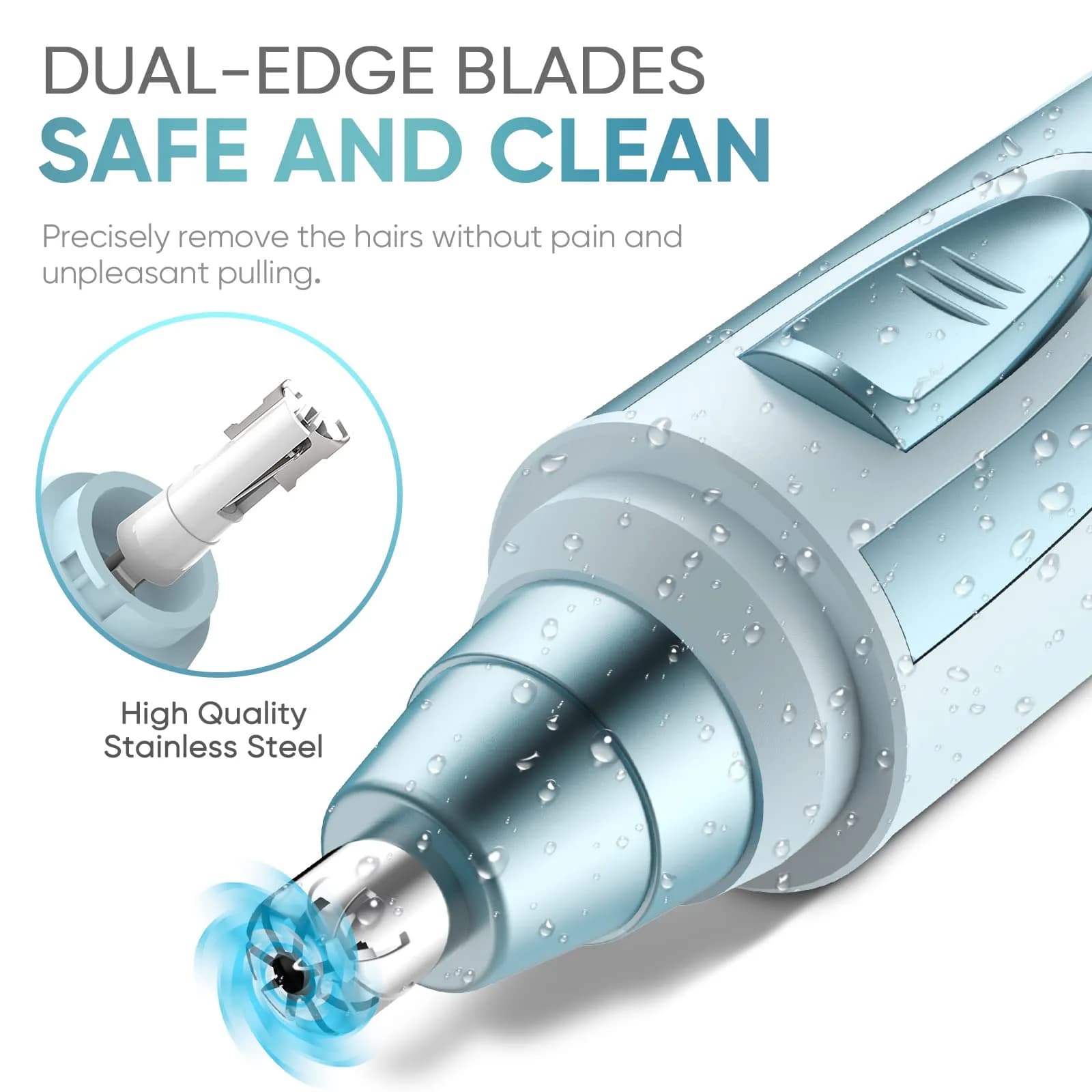 ZORAMI Professional Ear and Nose Hair Trimmer Blue | Painless Dual-Edge Blades for Men & Women - view 3