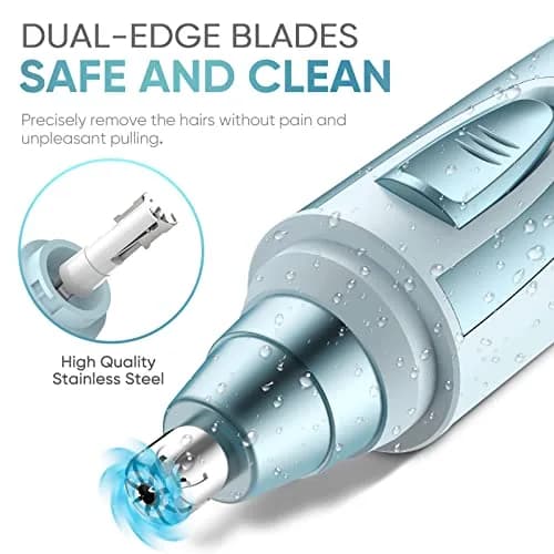 ZORAMI Professional Ear and Nose Hair Trimmer Blue | Painless Dual-Edge Blades for Men & Women thumbnail 3