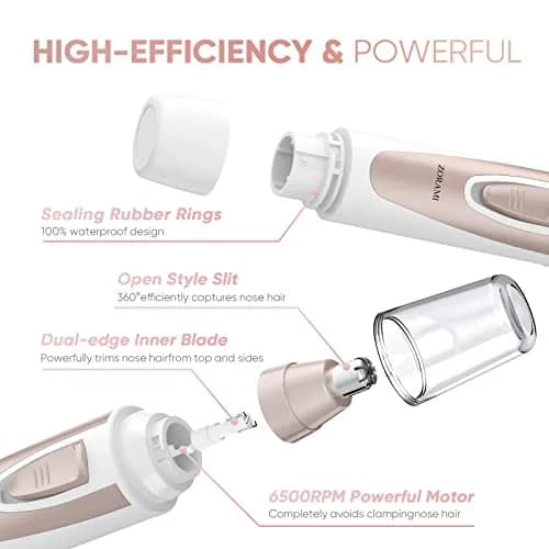 ZORAMI Professional Ear and Nose Hair Trimmer Pink | Painless Facial Hair Trimmer with IPX7 Waterproof thumbnail 4