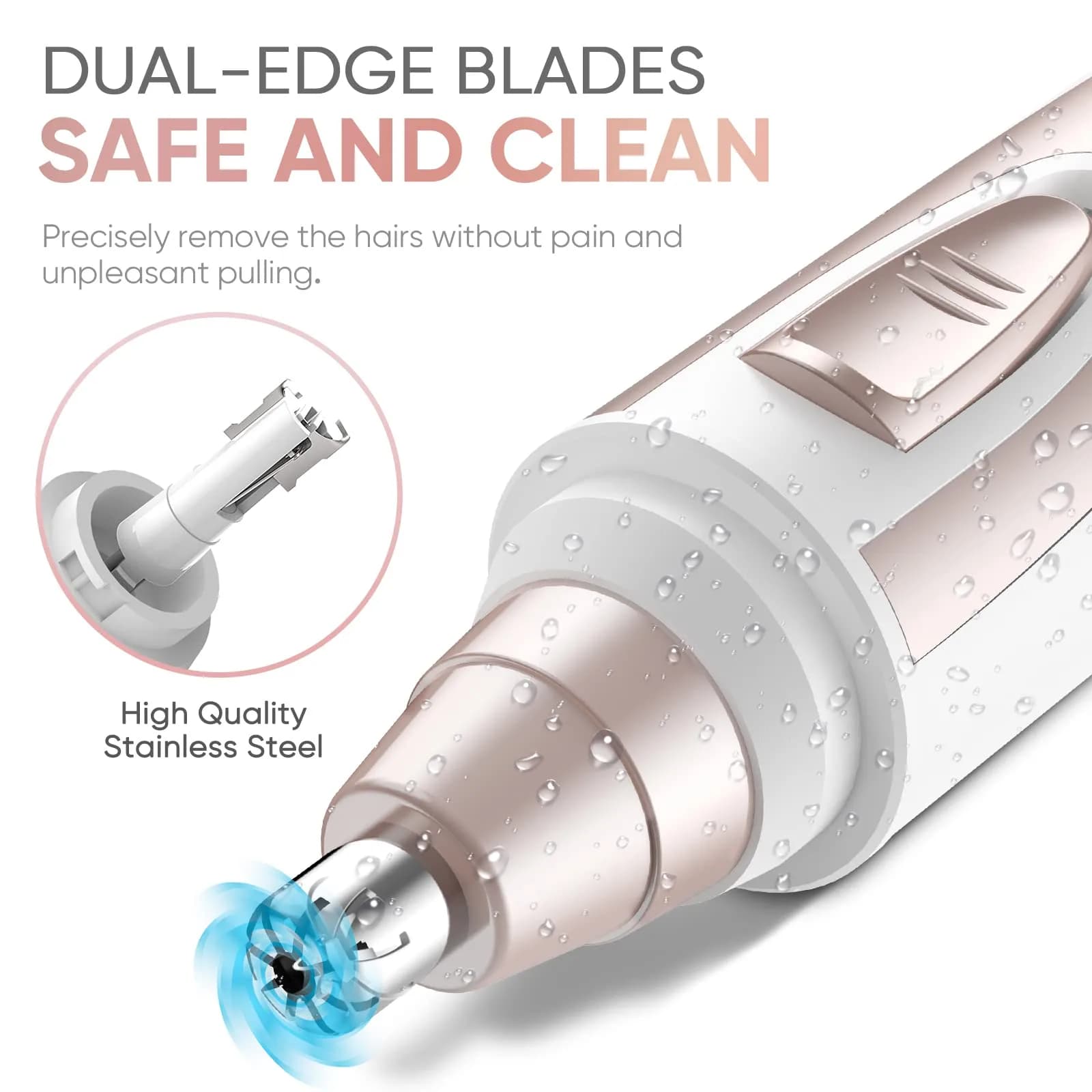 ZORAMI Pink Ear and Nose Hair Trimmer Clipper for Men Women | Painless Eyebrow & Facial Hair Trimmer - view 3