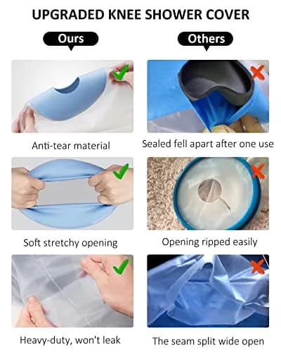 Zoyehoo Waterproof Knee Cover for Shower Adult After Surgery | Reusable, Watertight, Stretchy, Fits 11.8"-20.8" Leg Circumference thumbnail 4