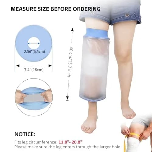 Zoyehoo Waterproof Knee Cover for Shower Adult After Surgery | Reusable, Watertight, Stretchy, Fits 11.8"-20.8" Leg Circumference thumbnail 2