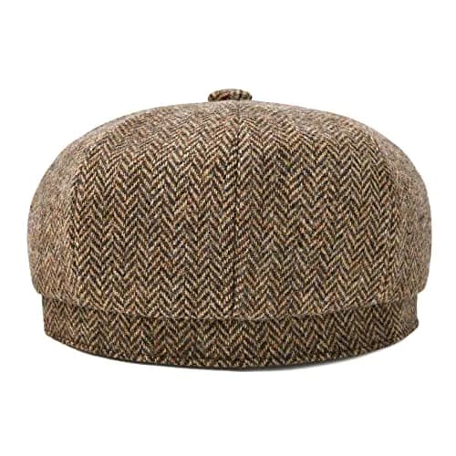 BOTVELA Wool Blend Newsboy Flat Cap 7 7/8 | Classic 8 Panel Tweed Hat for Men thumbnail 4