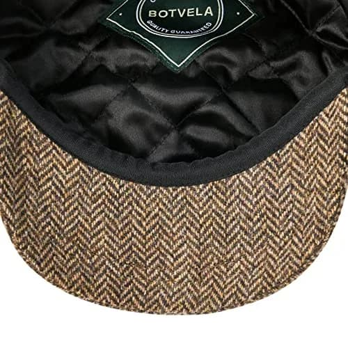 BOTVELA Wool Blend Newsboy Flat Cap 7 7/8 | Classic 8 Panel Tweed Hat for Men thumbnail 7