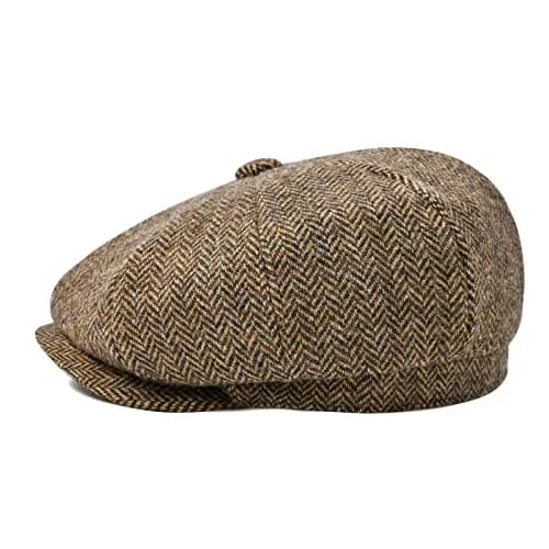 BOTVELA Wool Blend Newsboy Flat Cap 7 7/8 | Classic 8 Panel Tweed Hat for Men thumbnail 2