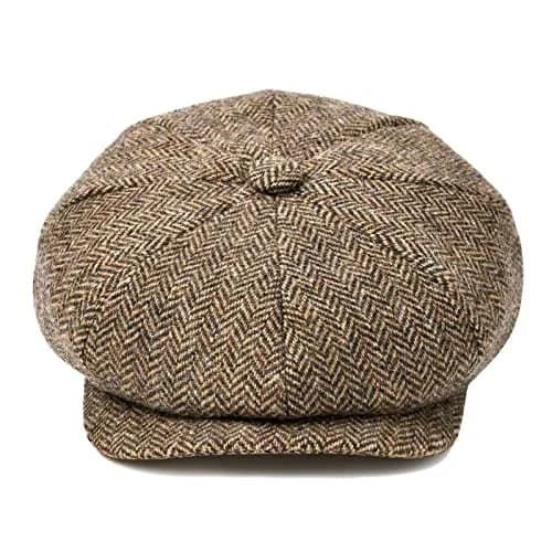 BOTVELA Wool Blend Newsboy Flat Cap 7 7/8 | Classic 8 Panel Tweed Hat for Men thumbnail 3