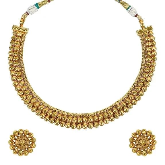 I Jewels Gold Plated Necklace and Earrings Set with Round Yellow Stones | 12.5cm Necklace Length, 2.5cm Earring Height thumbnail 1