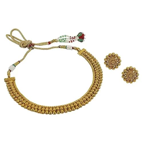 I Jewels Gold Plated Necklace and Earrings Set with Round Yellow Stones | 12.5cm Necklace Length, 2.5cm Earring Height thumbnail 5