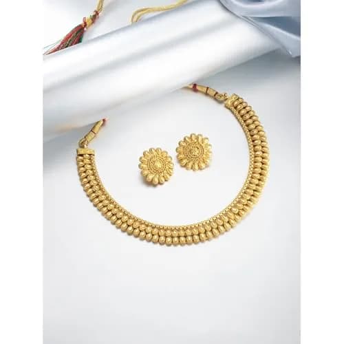 I Jewels Gold Plated Necklace and Earrings Set with Round Yellow Stones | 12.5cm Necklace Length, 2.5cm Earring Height thumbnail 9