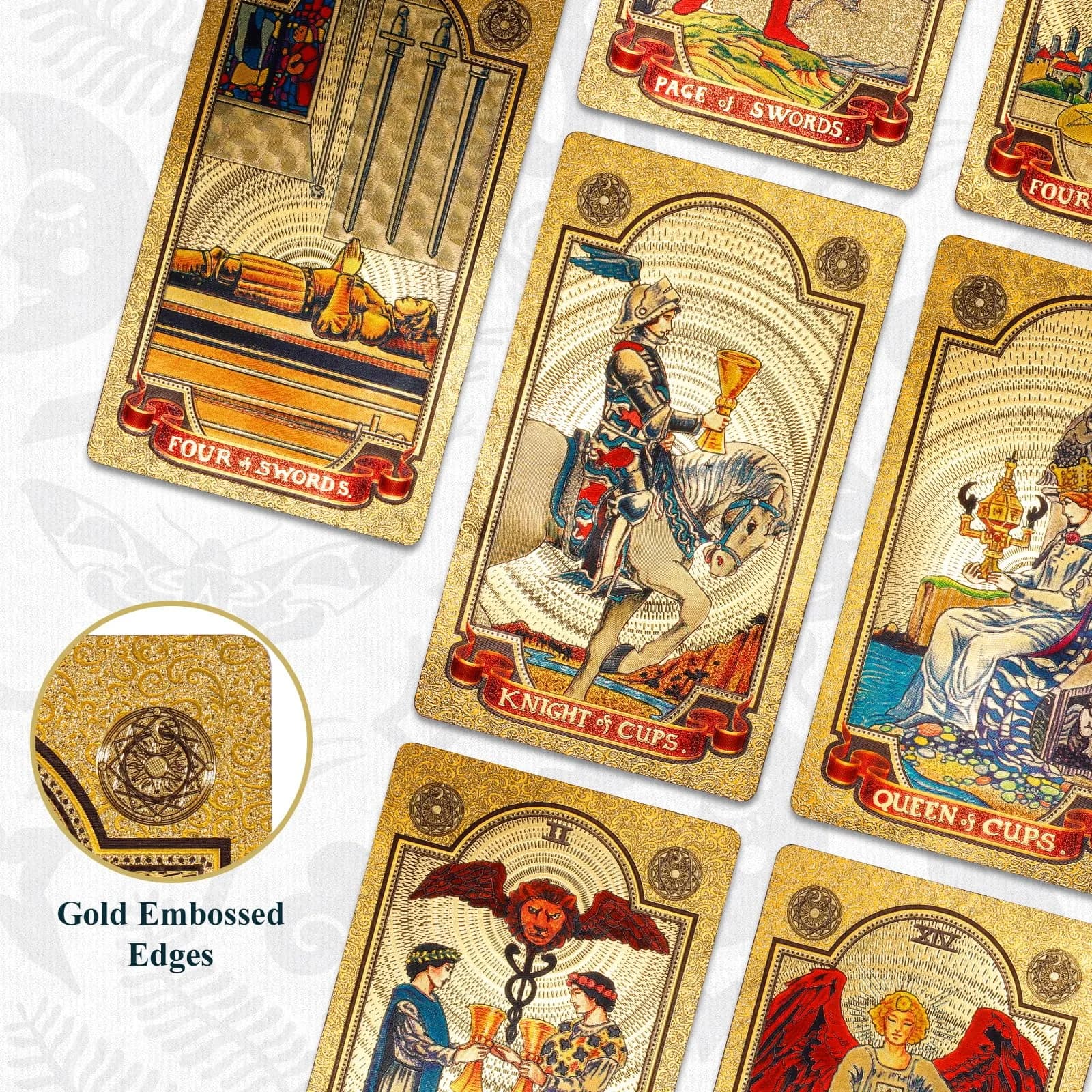 KIINO Gold Foil Tarot Cards with Guide Book & Box | 78 Cards, Waterproof PVC, Adult - view 2