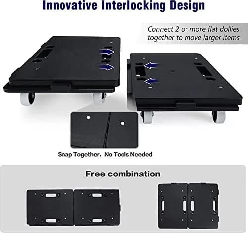 Insdawn Furniture Dolly 4 Pack Heavy Duty Moving Dollies 500 Lb Capacity | Connectable Wheels for Heavy Furniture thumbnail 4