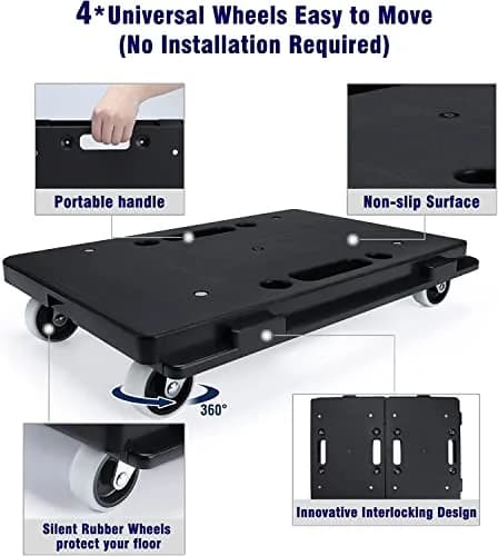 Insdawn Furniture Dolly 4 Pack Heavy Duty Moving Dollies 500 Lb Capacity | Connectable Wheels for Heavy Furniture thumbnail 3