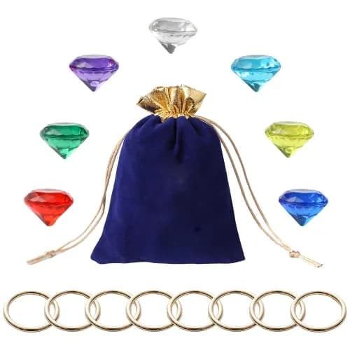CORODER Blue Hedgehog Bag Include Acrylic Gems & Gold Rings | Kids Party Favor (6 inch x 4.7 inch) thumbnail 1