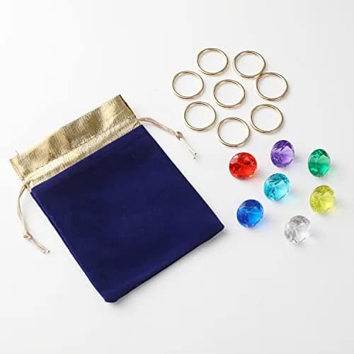 CORODER Blue Hedgehog Bag Include Acrylic Gems & Gold Rings | Kids Party Favor (6 inch x 4.7 inch) thumbnail 3