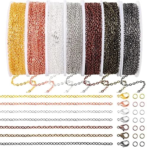 ROADPLUM Jewelry Making Chains 70Ft, 7 Colors 2mm | Bright, Wear-Resistant Necklace Chains thumbnail 1