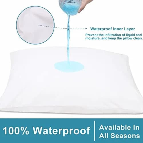 NTBAY Waterproof Standard Pillow Protectors | 4 Pack, White, Quiet TPU Layer, Zippered Fit (20 x 26 Inches) thumbnail 3