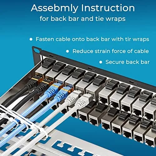 Rapink 48 Port Cat6A Shielded Patch Panel 19-Inch | 10Gbps STP Network Panel with Toolless Keystone Couplers thumbnail 6