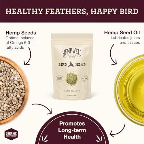 Hemp Well Organic Hemp Hearts for Birds 8 oz (227 g) | Immune & Relaxation Support thumbnail 2