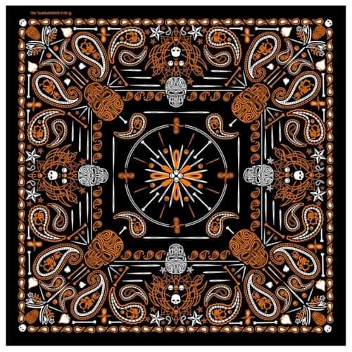 Hot Leathers BAB1069 Orange Paisley Skulls Bandana 21x21 | Classic Polyester Design for Biker Style thumbnail 4