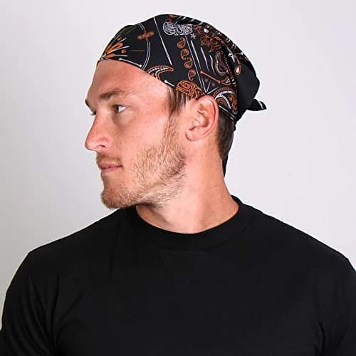 Hot Leathers BAB1069 Orange Paisley Skulls Bandana 21x21 | Classic Polyester Design for Biker Style thumbnail 2