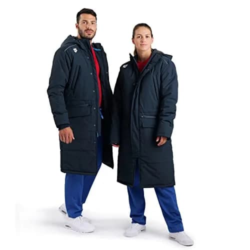 ARENA Unisex Adult Team Swim Parka Solid Fleece Winter Coat Waterproof Long Jacket, Navy, 3X-Large | Water-Resistant Performance Outerwear thumbnail 7