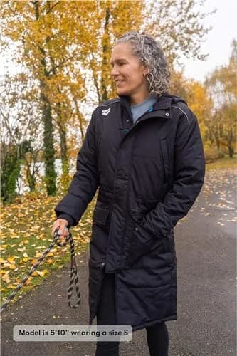 ARENA Unisex Adult Team Swim Parka Solid Fleece Winter Coat Waterproof Long Jacket, Navy, 3X-Large | Water-Resistant Performance Outerwear thumbnail 2