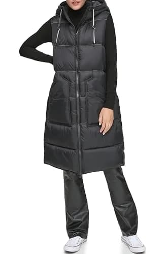 Andrew Marc Quilted Vest Black X-Large | Stylish Women's Puffer with Hood for Cold Weather thumbnail 1