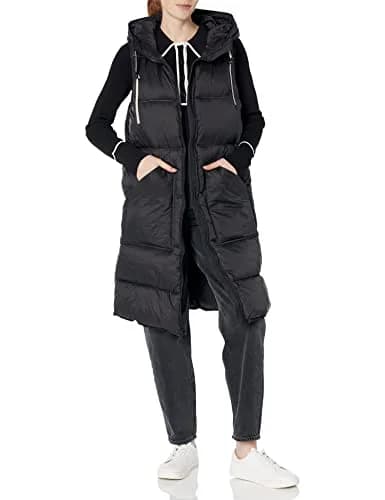 Andrew Marc Quilted Vest Black X-Large | Stylish Women's Puffer with Hood for Cold Weather thumbnail 2